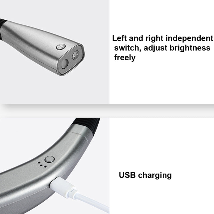 LED Hängende Nackenlampe Universeller Schlauch Augenschutz Leselicht, Weltraumsilber, Elegantes Schwarz