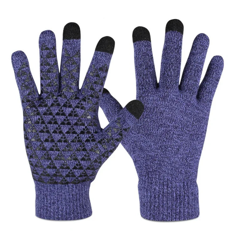 1 Paar dicke, gestrickte Touchscreen-Handschuhe aus Samt, Einheitsgröße