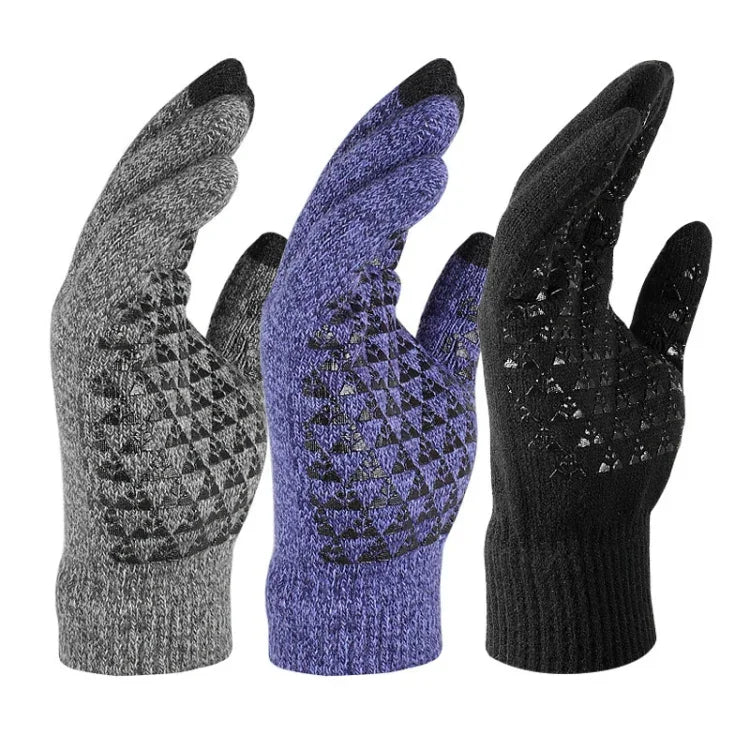 1 Paar dicke, gestrickte Touchscreen-Handschuhe aus Samt, Einheitsgröße