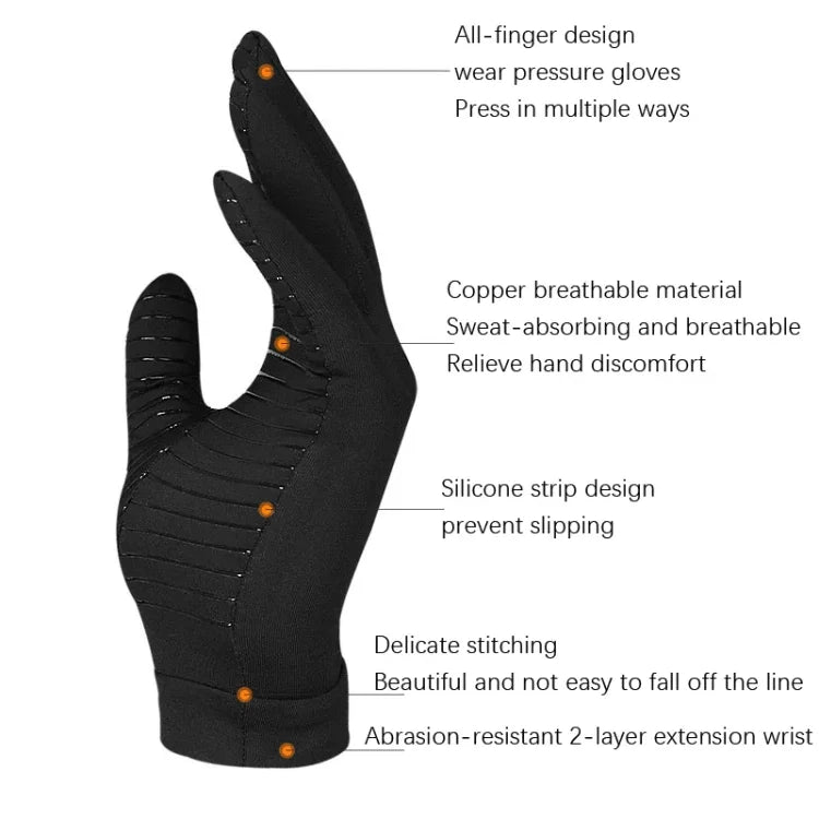 Kupferfaser-Druck-Sport-Fitness-Antirutschhandschuhe, Größe:, S, M, L