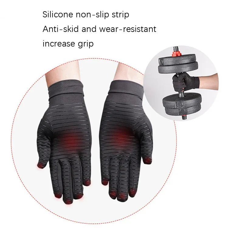 Kupferfaser-Druck-Sport-Fitness-Antirutschhandschuhe, Größe:, S, M, L