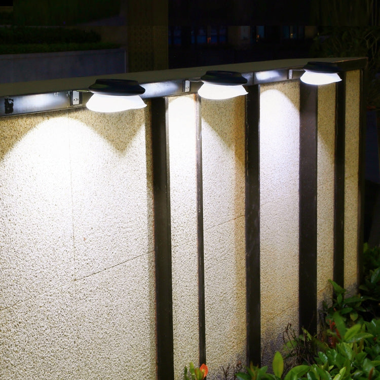 Punch-free Fliegende Untertasse Solarleuchte Außen Garten Dekoration Wandlampe, Schwarz Gehäuse+Weißes Licht, Schwarz Gehäuse+Warmes Licht