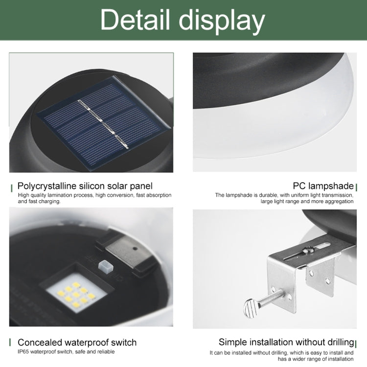 Punch-free Fliegende Untertasse Solarleuchte Außen Garten Dekoration Wandlampe, Schwarz Gehäuse+Weißes Licht, Schwarz Gehäuse+Warmes Licht