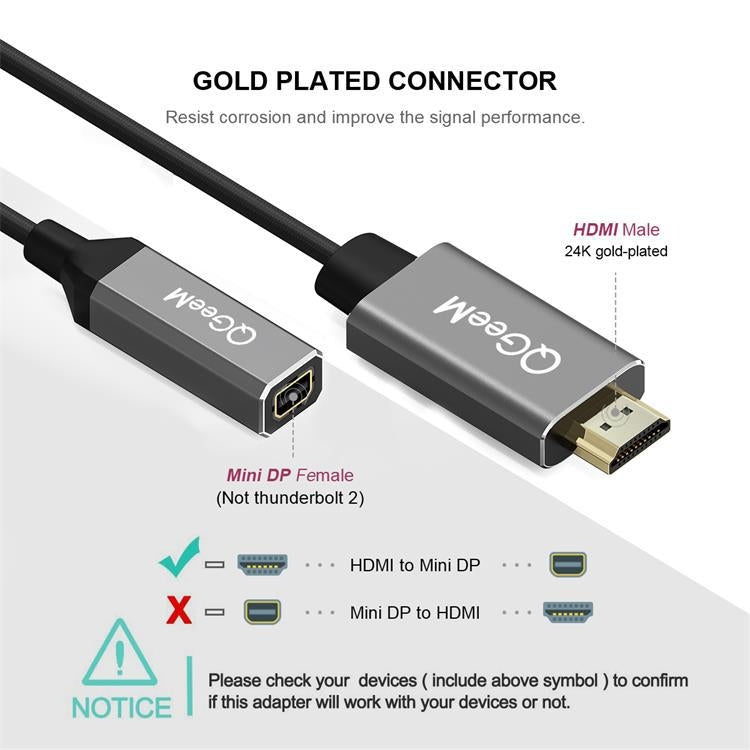 QGeeM QG-HD02 HDMI Einzel-zu-Mini DP Konverter