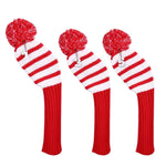3 Stück/Set Golf Holzschläger gestrickte Abdeckung, 3 Stück Rot, 3 Stück Schwarz