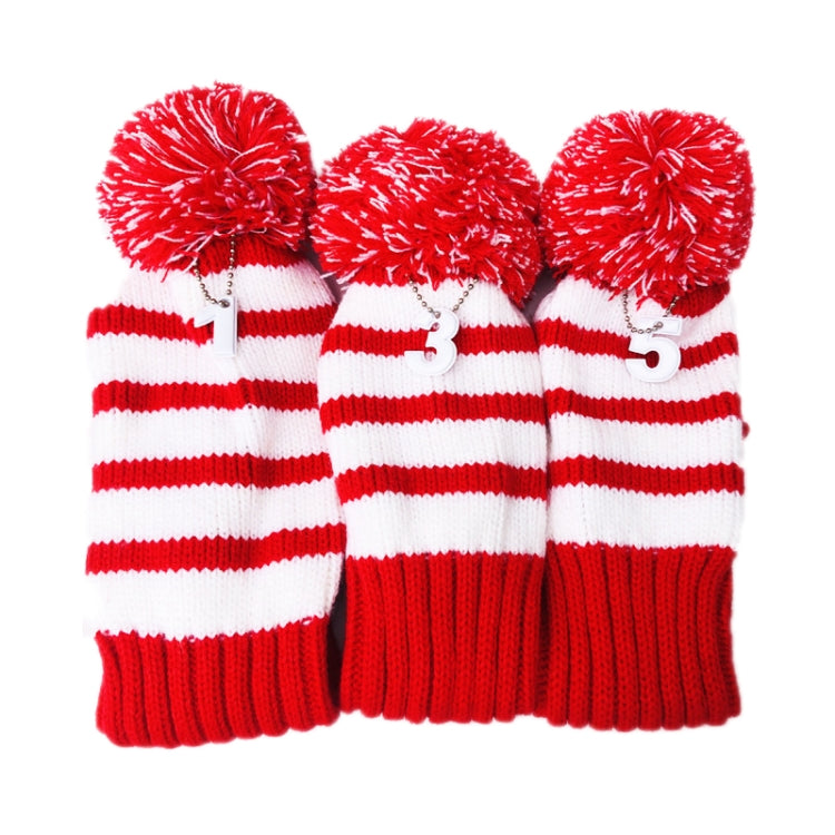 3 Stück/Set Golf Holzschläger gestrickte Abdeckung, 3 Stück Rot, 3 Stück Schwarz