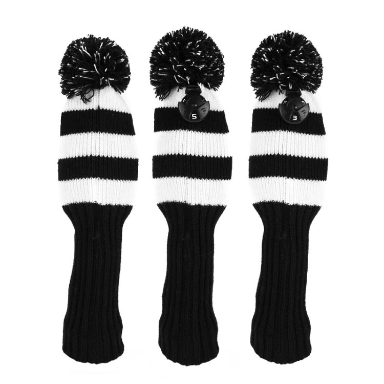 3 Stück/Set Golf Holzschläger gestrickte Abdeckung, 3 Stück Rot, 3 Stück Schwarz