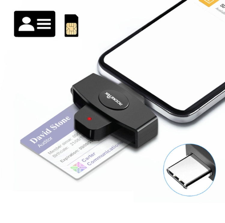 Rocketek CSCR3 Smart CAC Kartenleser Typ-C Bank Steuererklärung SIM-Karten/IC-Karten ID-Kartenleser