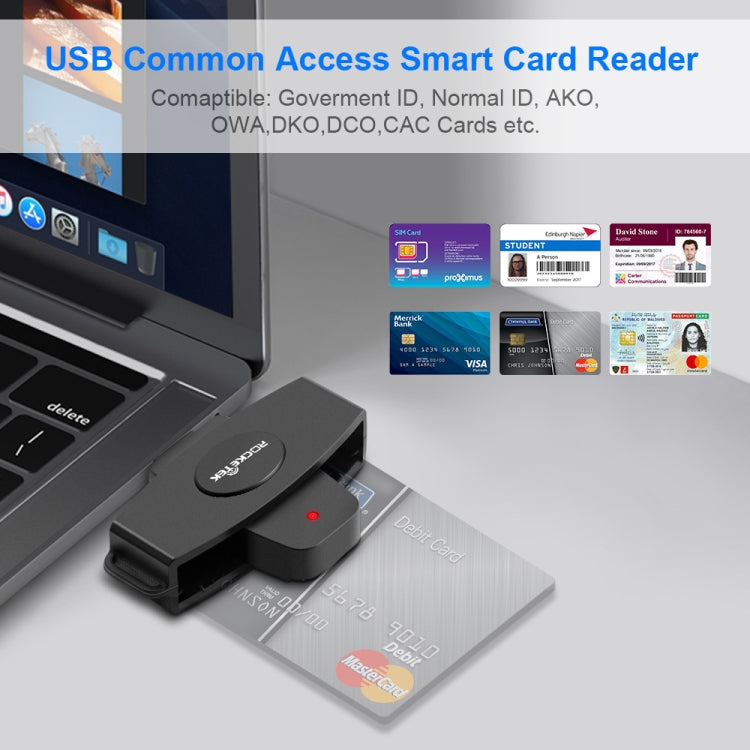 Rocketek CSCR3 Smart CAC Kartenleser Typ-C Bank Steuererklärung SIM-Karten/IC-Karten ID-Kartenleser