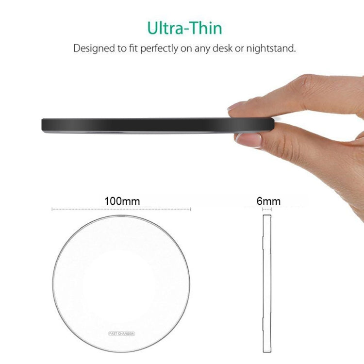 20W QI Metallspiegel Ultradünnes Kabelloses Ladegerät, Weiß, Schwarz