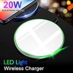 20W QI Metallspiegel Ultradünnes Kabelloses Ladegerät, Weiß, Schwarz
