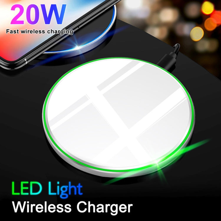 20W QI Metallspiegel Ultradünnes Kabelloses Ladegerät, Weiß, Schwarz
