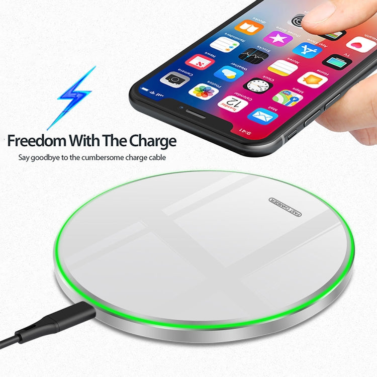 20W QI Metallspiegel Ultradünnes Kabelloses Ladegerät, Weiß, Schwarz