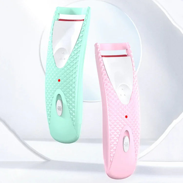Elektrische, beheizte Wimpernzange mit Ziegelsteinmuster, Rosa, Grün