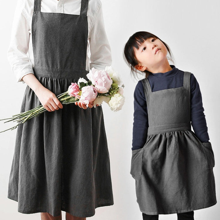Eltern-Kind-Malschürze aus Baumwolle und Leinen Backen Kaffee Arbeitskleidung,Größe:, Kinder (Grau), Kinder (Hafer), Erwachsene (Grau), Erwachsene (Hafer), Erwachsene (Rosa)