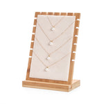 Bambus Holz Abnehmbarer Schmuckaufbewahrungs-Display-Ständer, Schwarz, Weiß, Beige