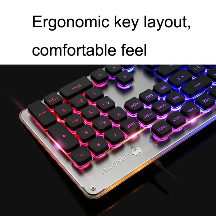 LANGTU L1 104 Tasten USB Home Office Folien-Leuchttastatur mit Kabel, Kabellänge: 1,6 m, L1 Orangelicht Schwarz, L1 Eisblaulicht Silberweiß, L1 Eisblaulicht Schwarz, L1 Weißlicht Pink