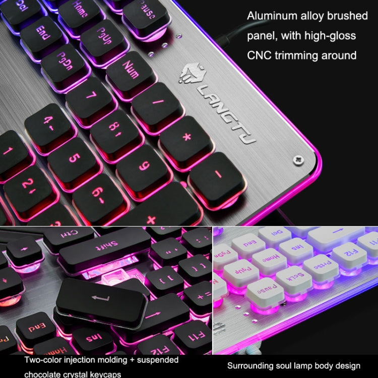 LANGTU L1 104 Tasten USB Home Office Folien-Leuchttastatur mit Kabel, Kabellänge: 1,6 m, L1 Orangelicht Schwarz, L1 Eisblaulicht Silberweiß, L1 Eisblaulicht Schwarz, L1 Weißlicht Pink