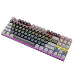 XUNFOX K80 87 Tasten Kabelgebundene Mechanische Gaming-Tastatur mit Beleuchtung, Kabellänge: 1,5m, Weiß Gelb, Schwarz Grau, Rosa Weiß, Blau Weiß, Weiß Blau, Gelb Weiß, Grau Schwarz
