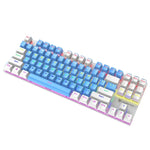 XUNFOX K80 87 Tasten Kabelgebundene Mechanische Gaming-Tastatur mit Beleuchtung, Kabellänge: 1,5m, Weiß Gelb, Schwarz Grau, Rosa Weiß, Blau Weiß, Weiß Blau, Gelb Weiß, Grau Schwarz