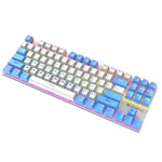XUNFOX K80 87 Tasten Kabelgebundene Mechanische Gaming-Tastatur mit Beleuchtung, Kabellänge: 1,5m, Weiß Gelb, Schwarz Grau, Rosa Weiß, Blau Weiß, Weiß Blau, Gelb Weiß, Grau Schwarz