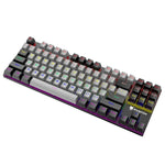 XUNFOX K80 87 Tasten Kabelgebundene Mechanische Gaming-Tastatur mit Beleuchtung, Kabellänge: 1,5m, Weiß Gelb, Schwarz Grau, Rosa Weiß, Blau Weiß, Weiß Blau, Gelb Weiß, Grau Schwarz