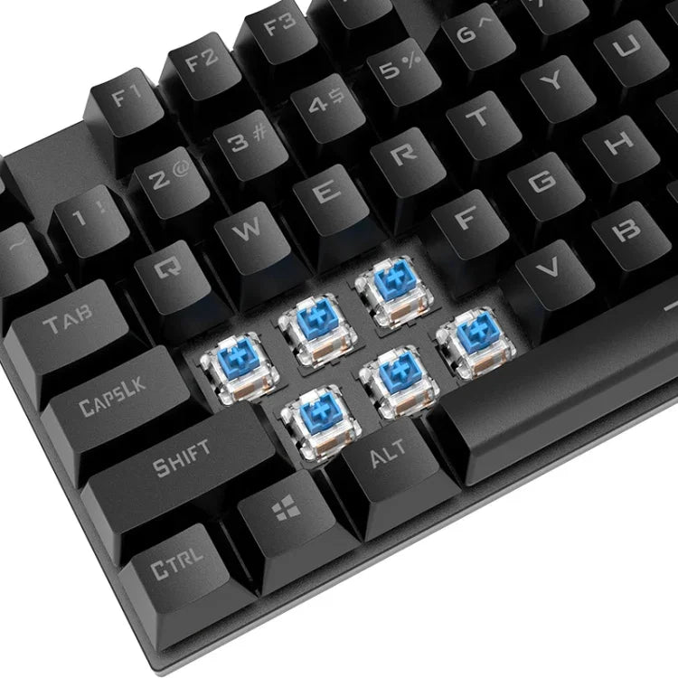 XUNFOX K80 87 Tasten Kabelgebundene Mechanische Gaming-Tastatur mit Beleuchtung, Kabellänge: 1,5m, Weiß Gelb, Schwarz Grau, Rosa Weiß, Blau Weiß, Weiß Blau, Gelb Weiß, Grau Schwarz
