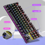 XUNFOX K80 87 Tasten Kabelgebundene Mechanische Gaming-Tastatur mit Beleuchtung, Kabellänge: 1,5m, Weiß Gelb, Schwarz Grau, Rosa Weiß, Blau Weiß, Weiß Blau, Gelb Weiß, Grau Schwarz