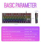 XUNFOX K80 87 Tasten Kabelgebundene Mechanische Gaming-Tastatur mit Beleuchtung, Kabellänge: 1,5m, Weiß Gelb, Schwarz Grau, Rosa Weiß, Blau Weiß, Weiß Blau, Gelb Weiß, Grau Schwarz