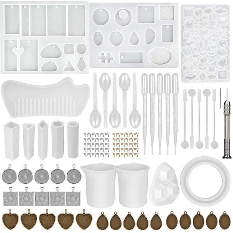 129 in 1 Zeit-Edelstein-Halsketten-Anhänger-Kristall-Epoxidharz-Silikonform-Set, Halsketten-Form-Set