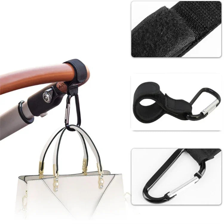 2 Stück Kinderwagen Karabinerhaken, Braun, Schwarz