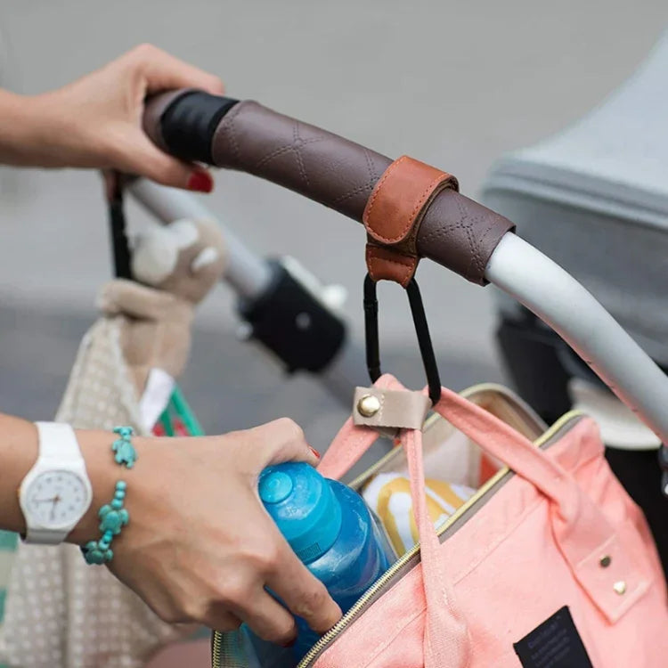 2 Stück Kinderwagen Karabinerhaken, Braun, Schwarz