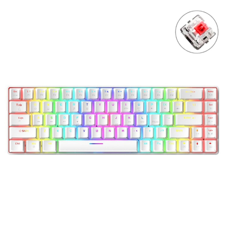 ZIYOU LANG T8 68 Tasten RGB Leuchtende Mechanische Gaming-Tastatur, Kabellänge: 1,6 m, T8 Weiß Roter Schaft, T8 Blau Grüner Schaft, T8 Pink Grüner Schaft, T8 Schwarz Grüner Schaft, T8 Schwarz Tee Schaft, T8 Weiß Grüner Schaft