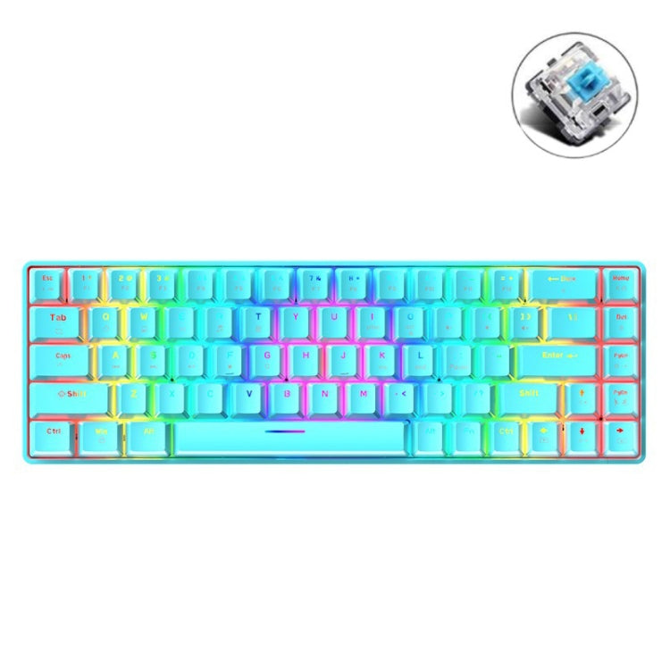 ZIYOU LANG T8 68 Tasten RGB Leuchtende Mechanische Gaming-Tastatur, Kabellänge: 1,6 m, T8 Weiß Roter Schaft, T8 Blau Grüner Schaft, T8 Pink Grüner Schaft, T8 Schwarz Grüner Schaft, T8 Schwarz Tee Schaft, T8 Weiß Grüner Schaft