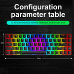 ZIYOU LANG T8 68 Tasten RGB Leuchtende Mechanische Gaming-Tastatur, Kabellänge: 1,6 m, T8 Weiß Roter Schaft, T8 Blau Grüner Schaft, T8 Pink Grüner Schaft, T8 Schwarz Grüner Schaft, T8 Schwarz Tee Schaft, T8 Weiß Grüner Schaft