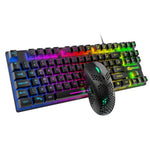 ZIYOU LANG T2 88 Tasten Gaming Mechanisches Leucht-Tastatur- und Maus-Set, Kabellänge: 1,6m, T2 Schwarz, T2 Weiß