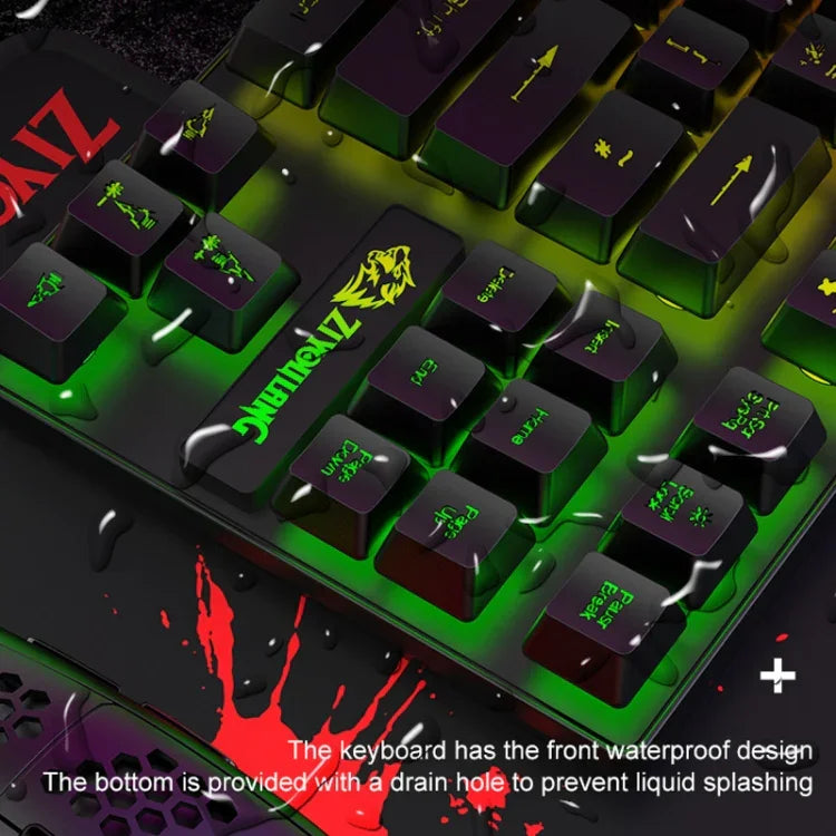 ZIYOU LANG T2 88 Tasten Gaming Mechanisches Leucht-Tastatur- und Maus-Set, Kabellänge: 1,6m, T2 Schwarz, T2 Weiß