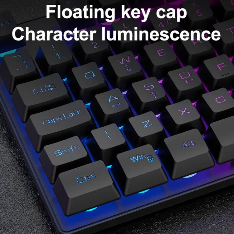 ZIYOU LANG T2 88 Tasten Gaming Mechanisches Leucht-Tastatur- und Maus-Set, Kabellänge: 1,6m, T2 Schwarz, T2 Weiß