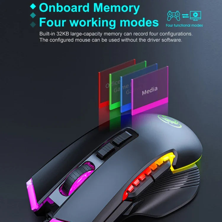 IMICE T70 8-Tasten 7200DPI RGB Beleuchtung Programmierbare kabelgebundene Gaming-Maus, Kabellänge: 1,8m, T70