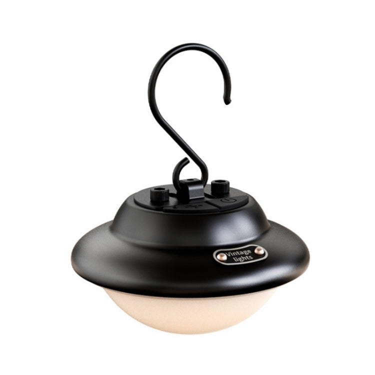 Tragbare Outdoor-Hängeleuchte, USB aufladbar, Campinglicht, Schwarz, Beige