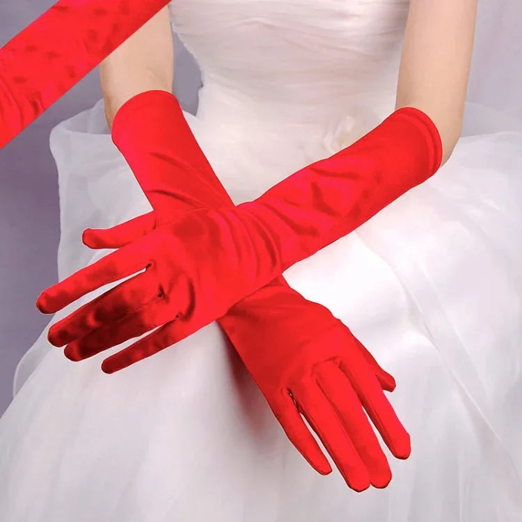 1 Paar Brauthandschuhe Satin Lang Vintage Reise Sonnenschutz Kleid Hochzeitshandschuhe