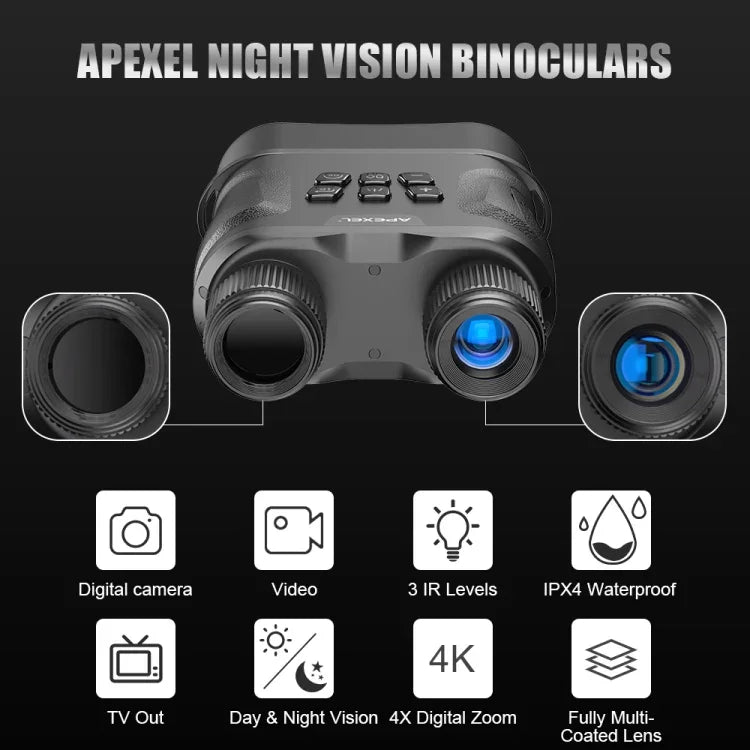 APEXEL Nachtsichtfernglas mit Videoaufnahme HD Infrarot-Teleskop für Jagd, APL-NV008