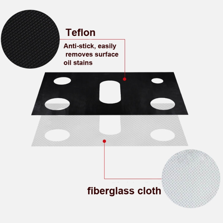 Gaskocher 5-Loch Ölbeständige Matte Teflon Schutzabdeckung Schmutzabweisende Matte, 0,2 mm, 0,3 mm, 0,4 mm