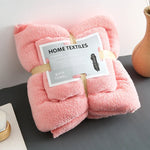 Badetuch + Handtuch-Set aus Korallenfleece, tragbar, Weiß, Rosa, Blau, Braun, Cyan