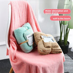 Badetuch + Handtuch-Set aus Korallenfleece, tragbar, Weiß, Rosa, Blau, Braun, Cyan