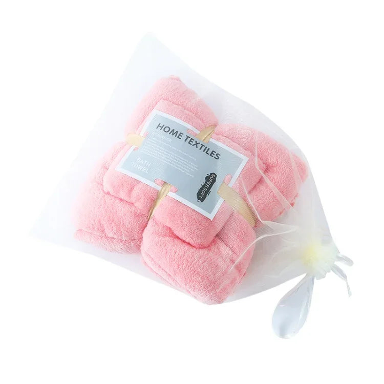 Badetuch + Handtuch-Set aus Korallenfleece, tragbar, Weiß, Rosa, Blau, Braun, Cyan