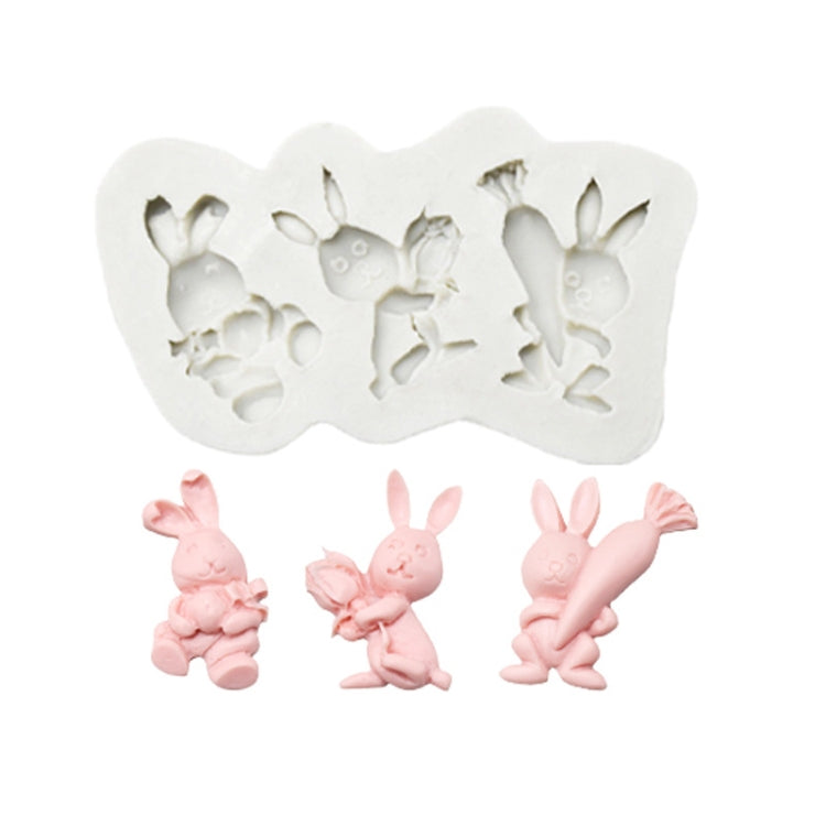 2 PCS Schokoladenbackform Silikonform, Spezifikation: Drei Kaninchen, Drei Kaninchen, Doppelei, Karottenkaninchen, Blumenstrauß-Kaninchen