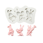 2 PCS Schokoladenbackform Silikonform, Spezifikation: Drei Kaninchen, Drei Kaninchen, Doppelei, Karottenkaninchen, Blumenstrauß-Kaninchen