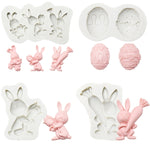 2 PCS Schokoladenbackform Silikonform, Spezifikation: Drei Kaninchen, Drei Kaninchen, Doppelei, Karottenkaninchen, Blumenstrauß-Kaninchen