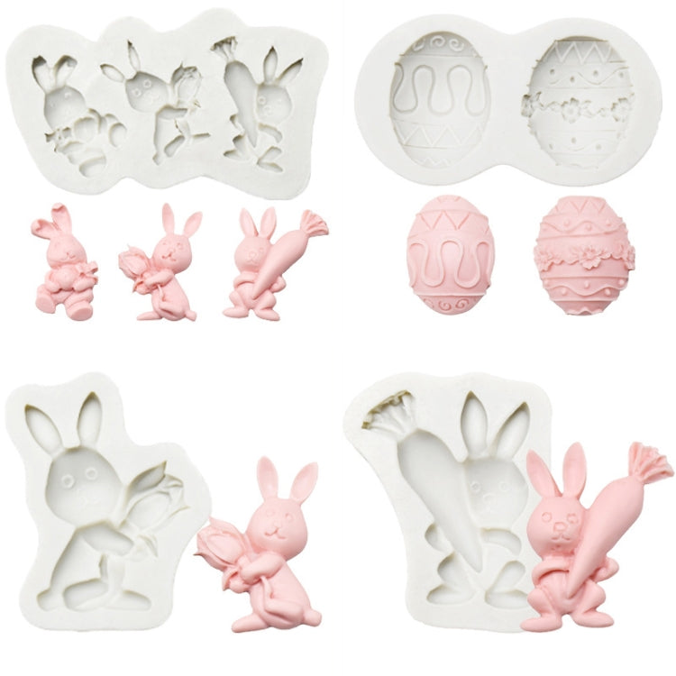 2 PCS Schokoladenbackform Silikonform, Spezifikation: Drei Kaninchen, Drei Kaninchen, Doppelei, Karottenkaninchen, Blumenstrauß-Kaninchen